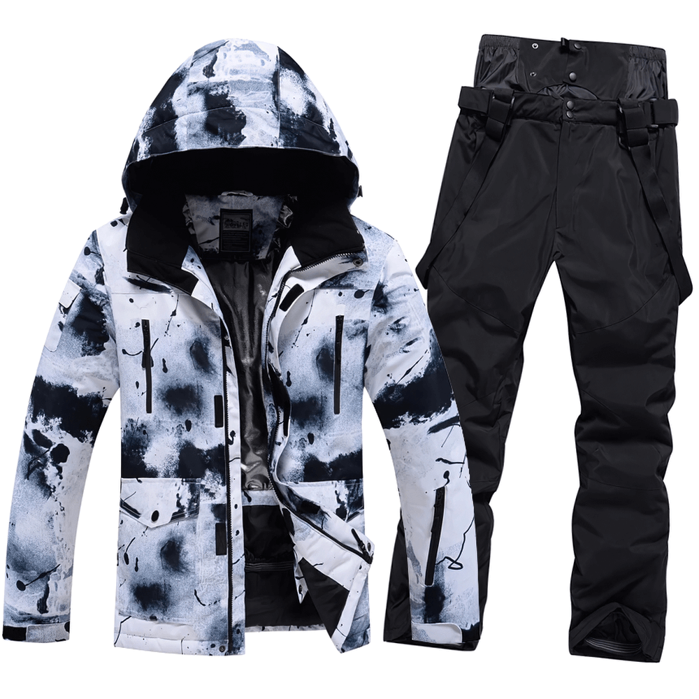 Men's waterproof ski jacket and pants set, SF2068. Durable and windproof design for skiing and outdoor sports, stylish winter wear.